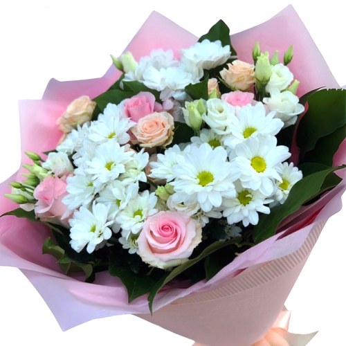 Букет микс с розами и хризантемами